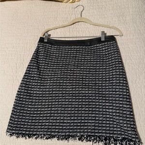 Tory Burch Black and White Textured A-Line Skirt
